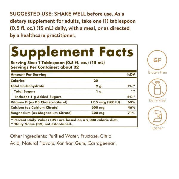 Solgar Liquid Calcium Magnesium Citrate with Vitamin D3 Natural Strawbery Flavor 473ml