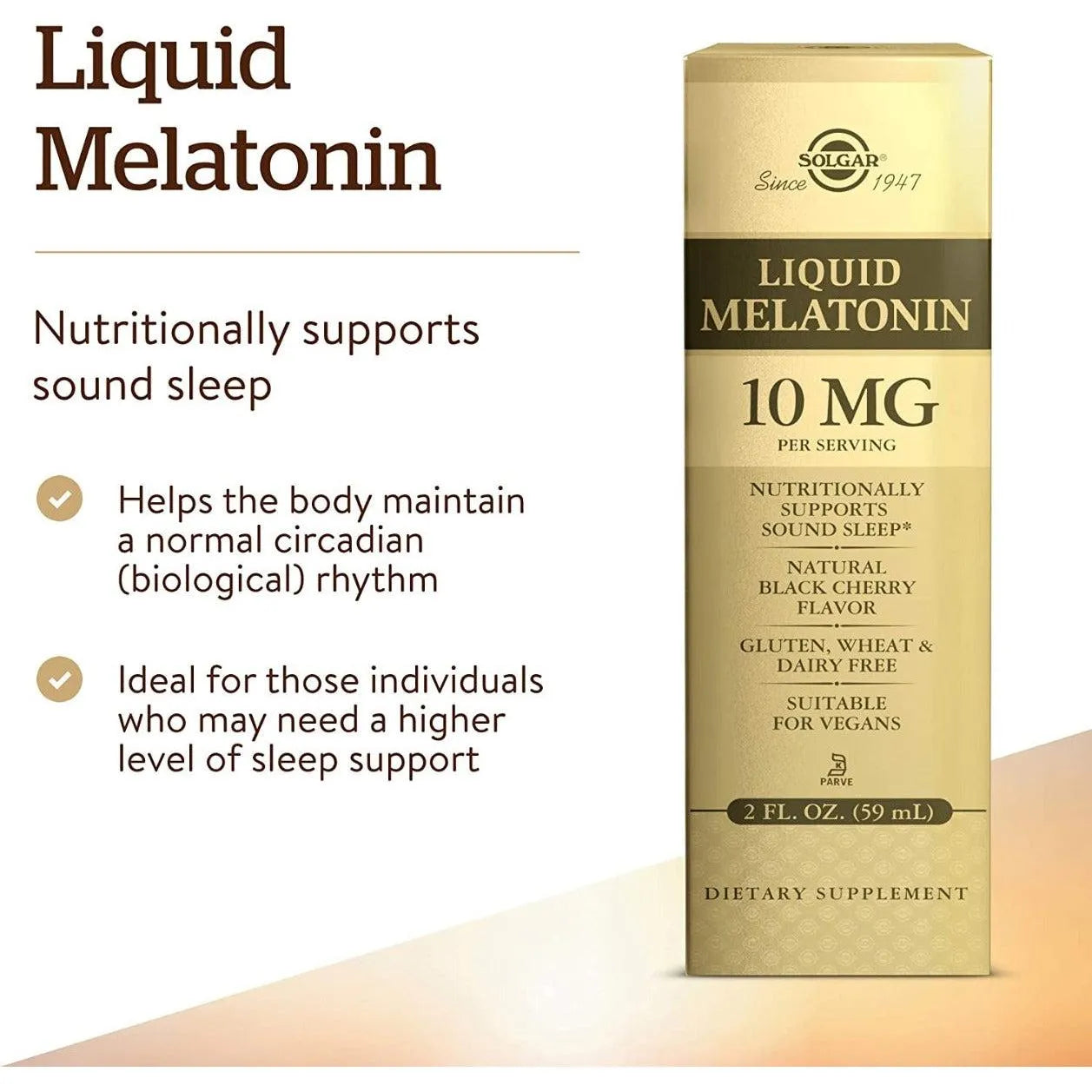 Solgar Liquid Melatonin 10mg with Natural Black Cherry Flavor 59ml