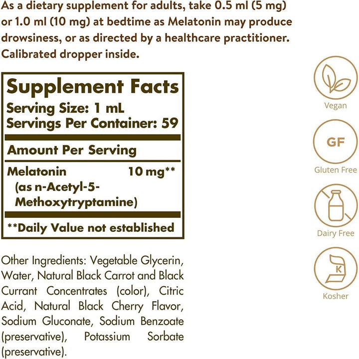 Solgar Liquid Melatonin 10mg with Natural Black Cherry Flavor 59ml