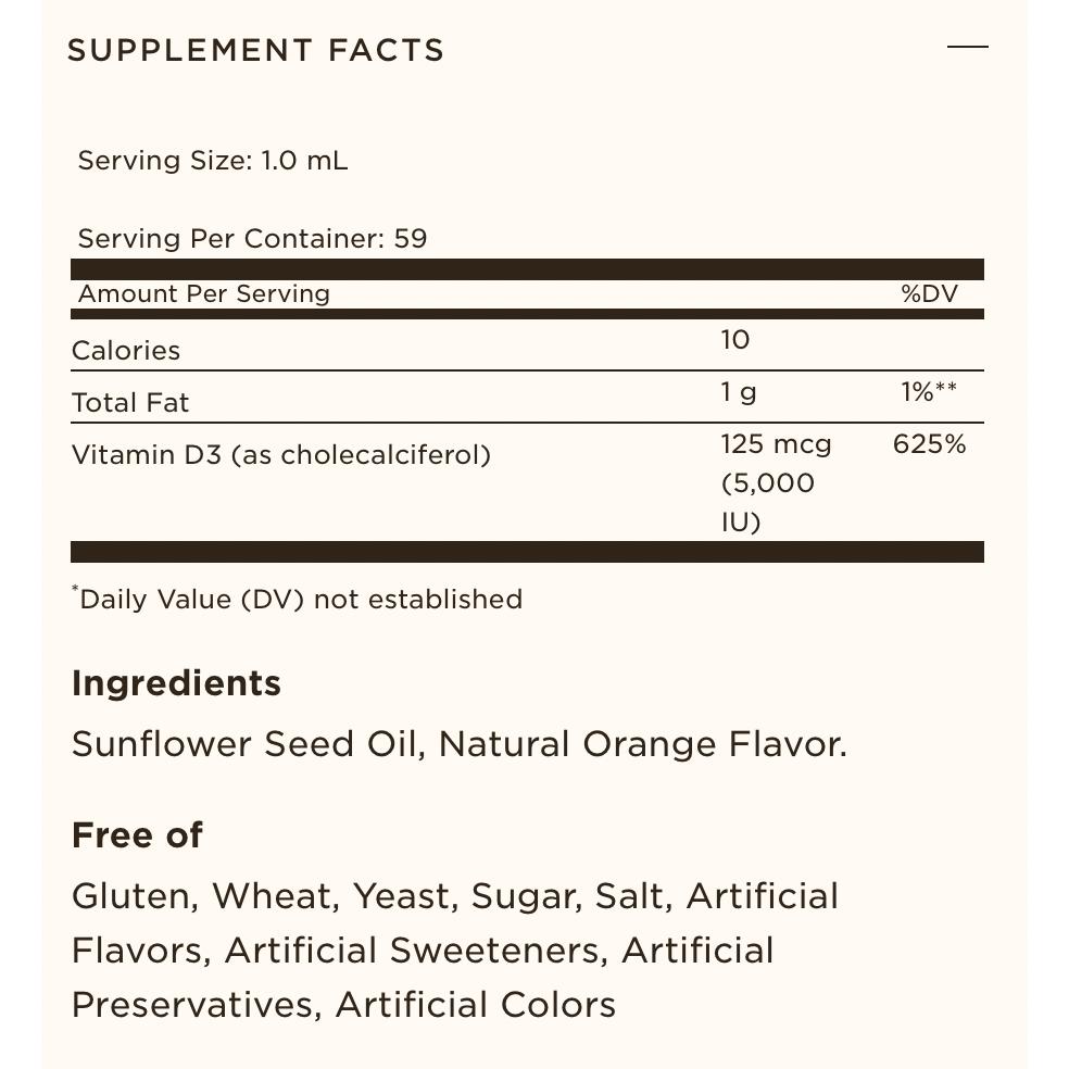 Solgar Liquid Vitamin D3 125mcg 5,000 IU Natural Orange Flavor 59ml