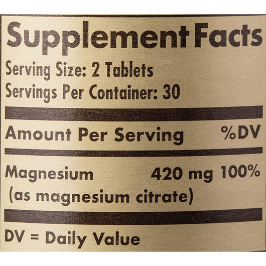 Solgar Magnesium Citrate 60 Vegan Tablets