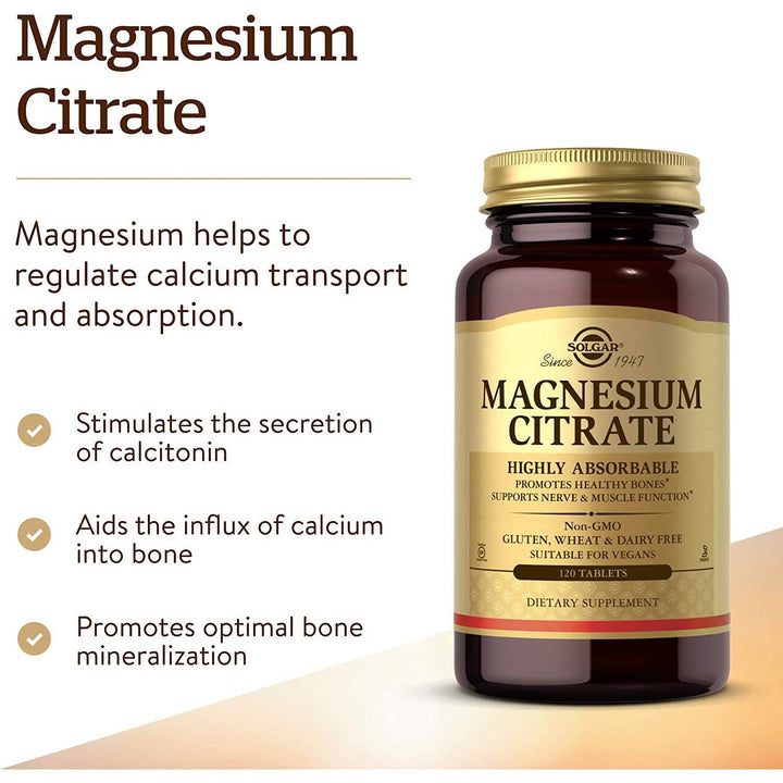 Solgar Magnesium Citrate Non-GMO Vegan 120 Tablets