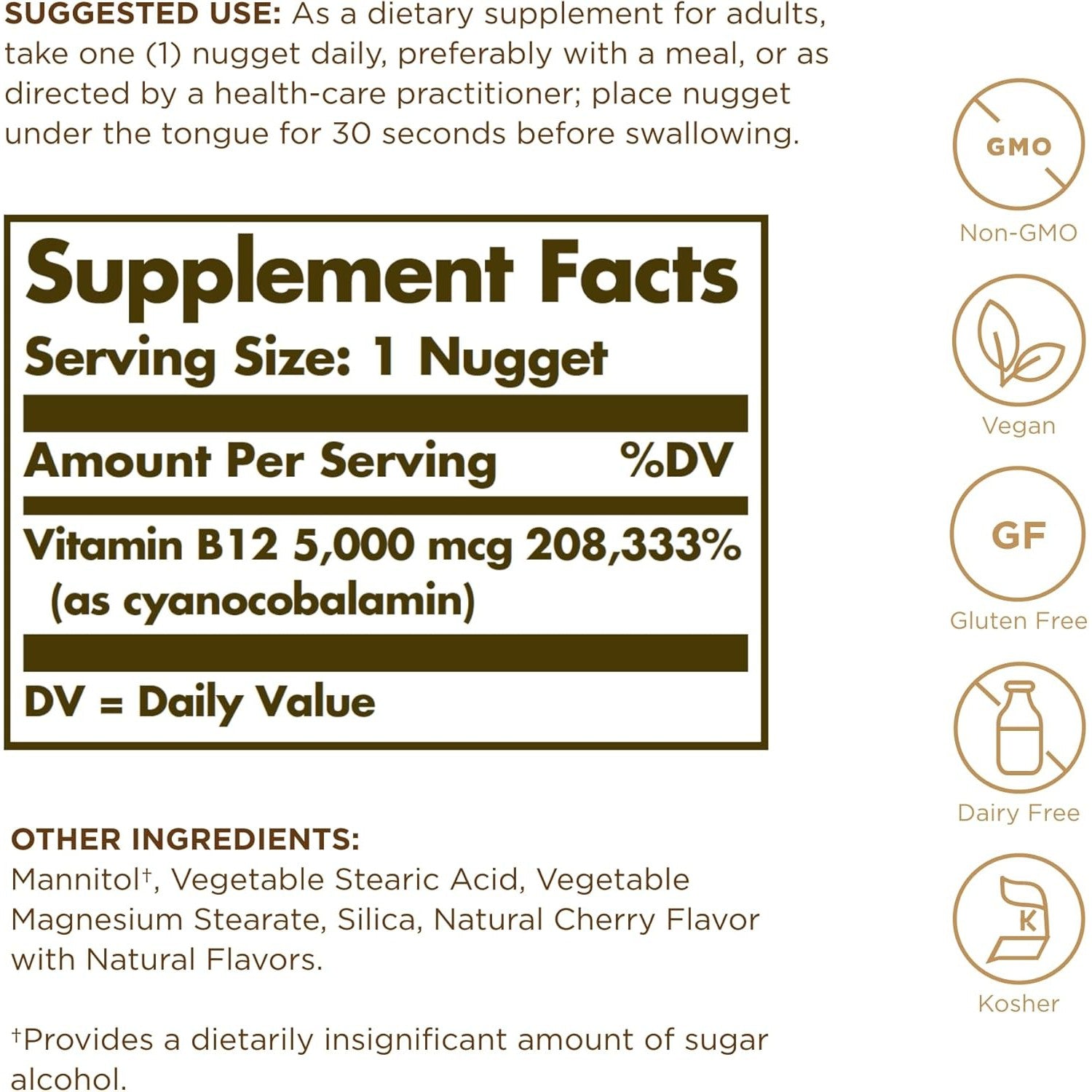 Solgar MegaSorb B12 5000 MCG - Vegan Nuggets (30 Count)