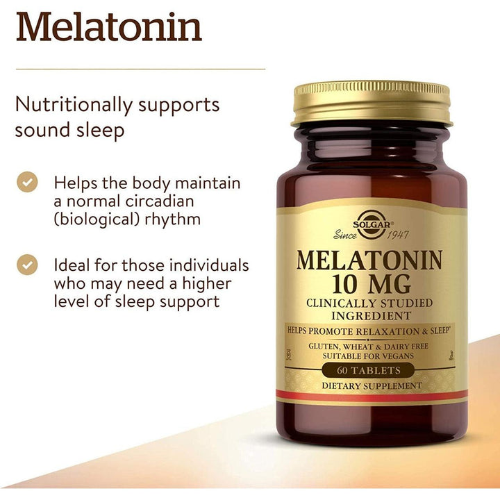 Solgar Melatonin 10 MG Helps Promote Relaxation & Sleep 60 Vegan Tablets