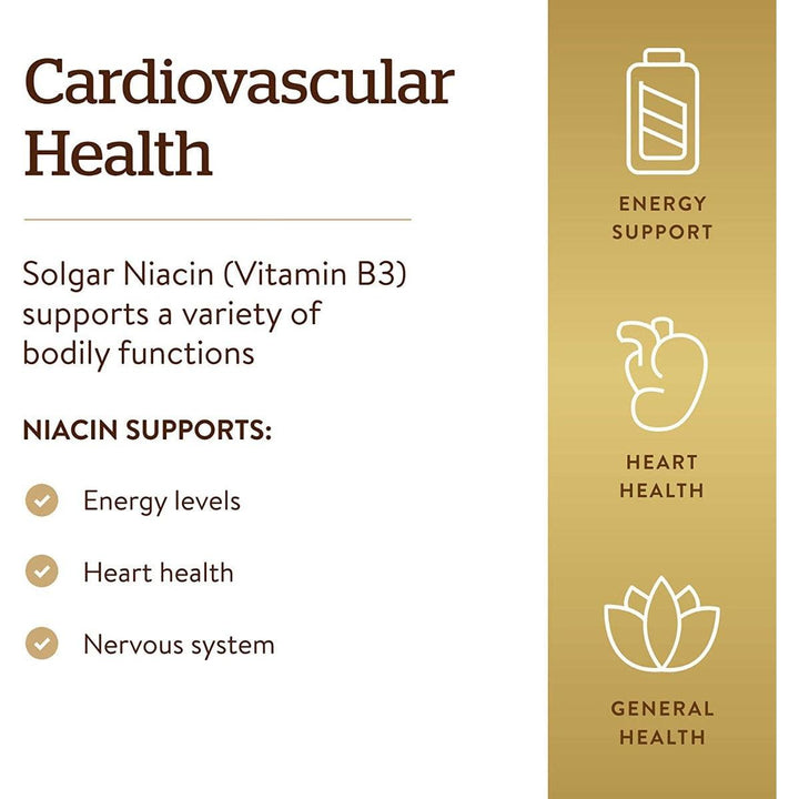 Solgar Niacin Vitamin B3 500 mg 100 Vegetable Capsules