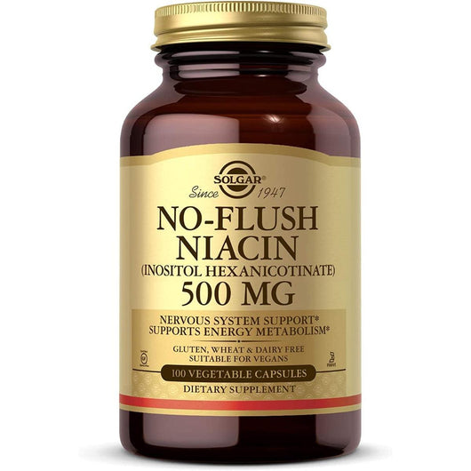 Solgar No Flush Niacin Vitamin B3 500 mg 100 Vegetable Capsules