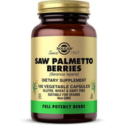 Solgar Saw Palmetto Berries Full Potency Non-GMO Vegan Gluten Free Dairy Free 100 Veg Capsules