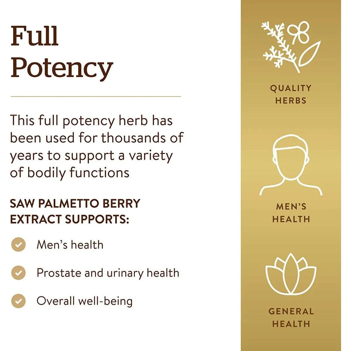 Solgar Saw Palmetto Berry Extract Non-GMO Dairy Free Gluten Free 60 Vegan Capsules