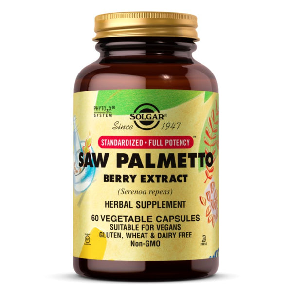 Solgar Saw Palmetto Berry Extract Non-GMO Dairy Free Gluten Free 60 Vegan Capsules