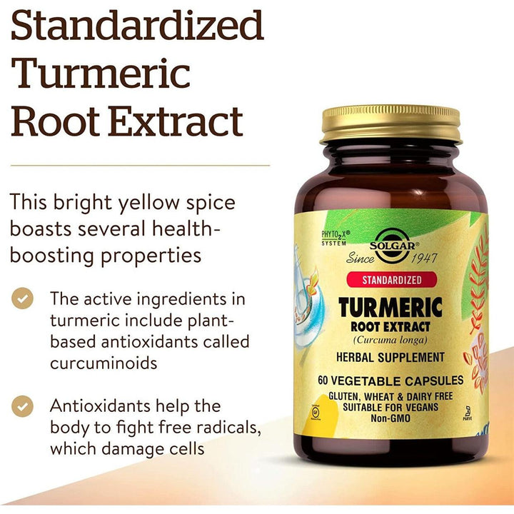 Solgar Standardized Turmeric Root Extract Curcumin 60 Vegetable Capsules