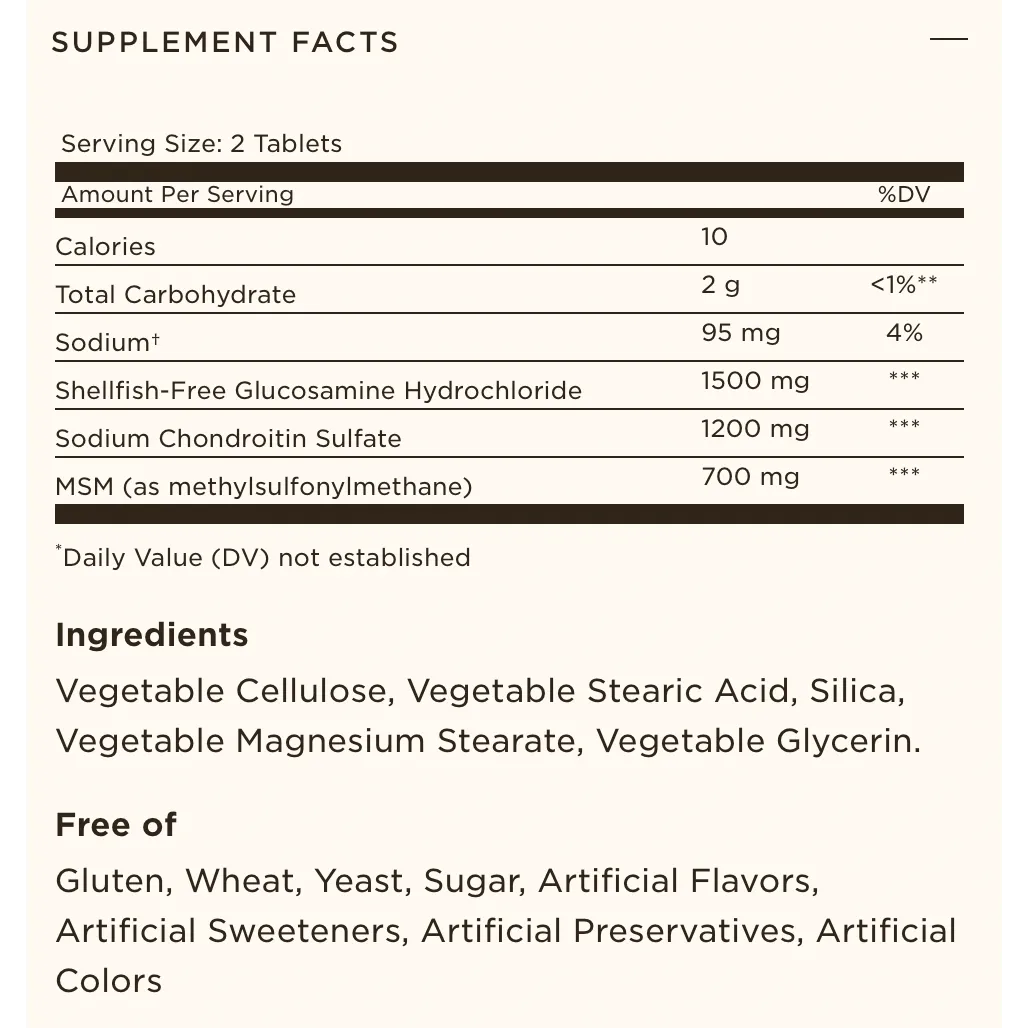 Solgar Triple Strength Glucosamine Hyaluronic Acid Chondroitin MSM 60 Tablets