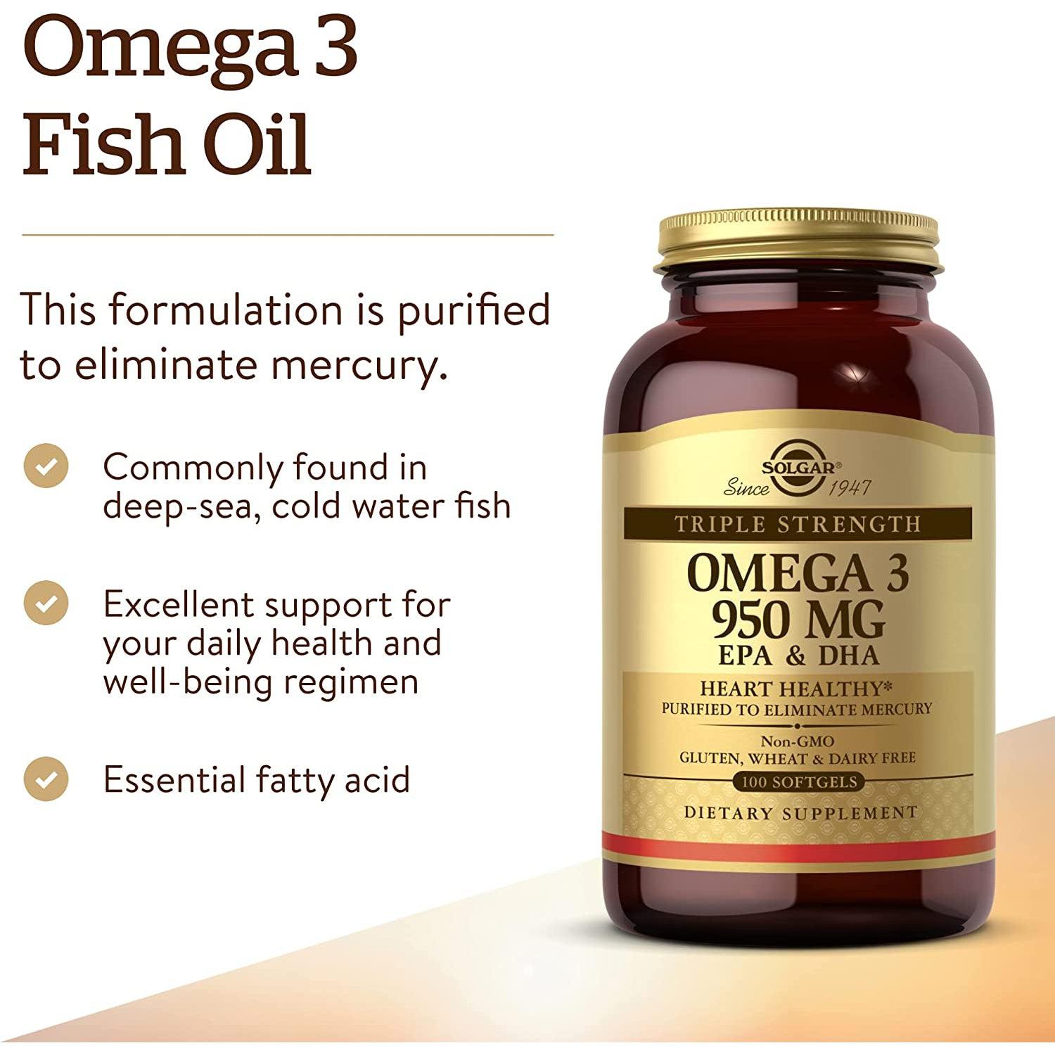 Solgar Triple Strength Omega 3 – 950mg, 100 Softgels