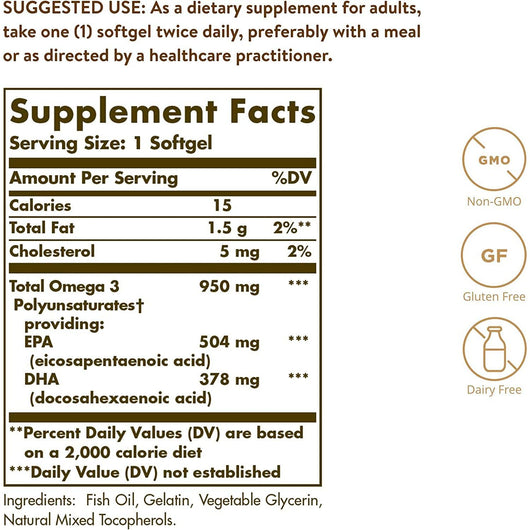 Solgar Triple Strength Omega 3 950mg 100 Softgels