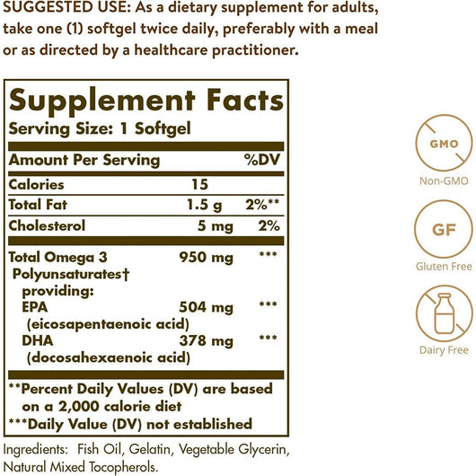 Solgar Triple Strength Omega 3 950mg 50 Softgels