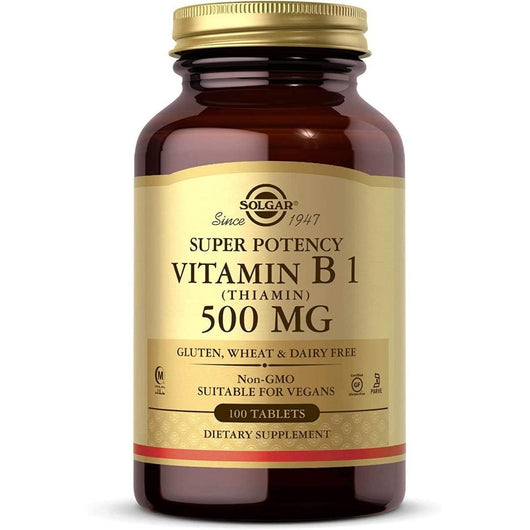 Solgar Vitamin B1 ( Thiamin ) 500 mg 100 Tablets Non-GMO Vegan Gluten Free Dairy Free