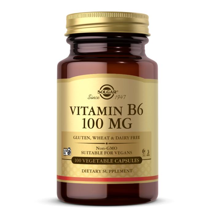 Solgar Vitamin B6 100 mg 100 Vegetable Capsule Non-GMO Vegan Gluten Free Dairy Free