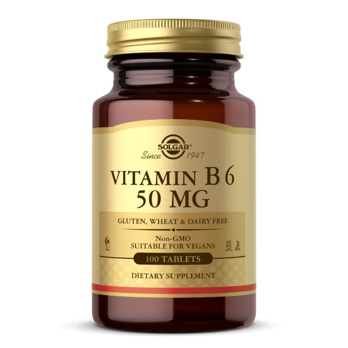 Solgar Vitamin B6 50 mg 100 Tablets Non-GMO Vegan Gluten Free Dairy Free