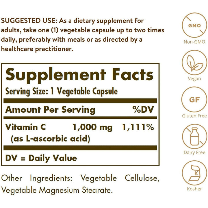 Solgar Vitamin C 1000 MG 100 Vegetable Capsules