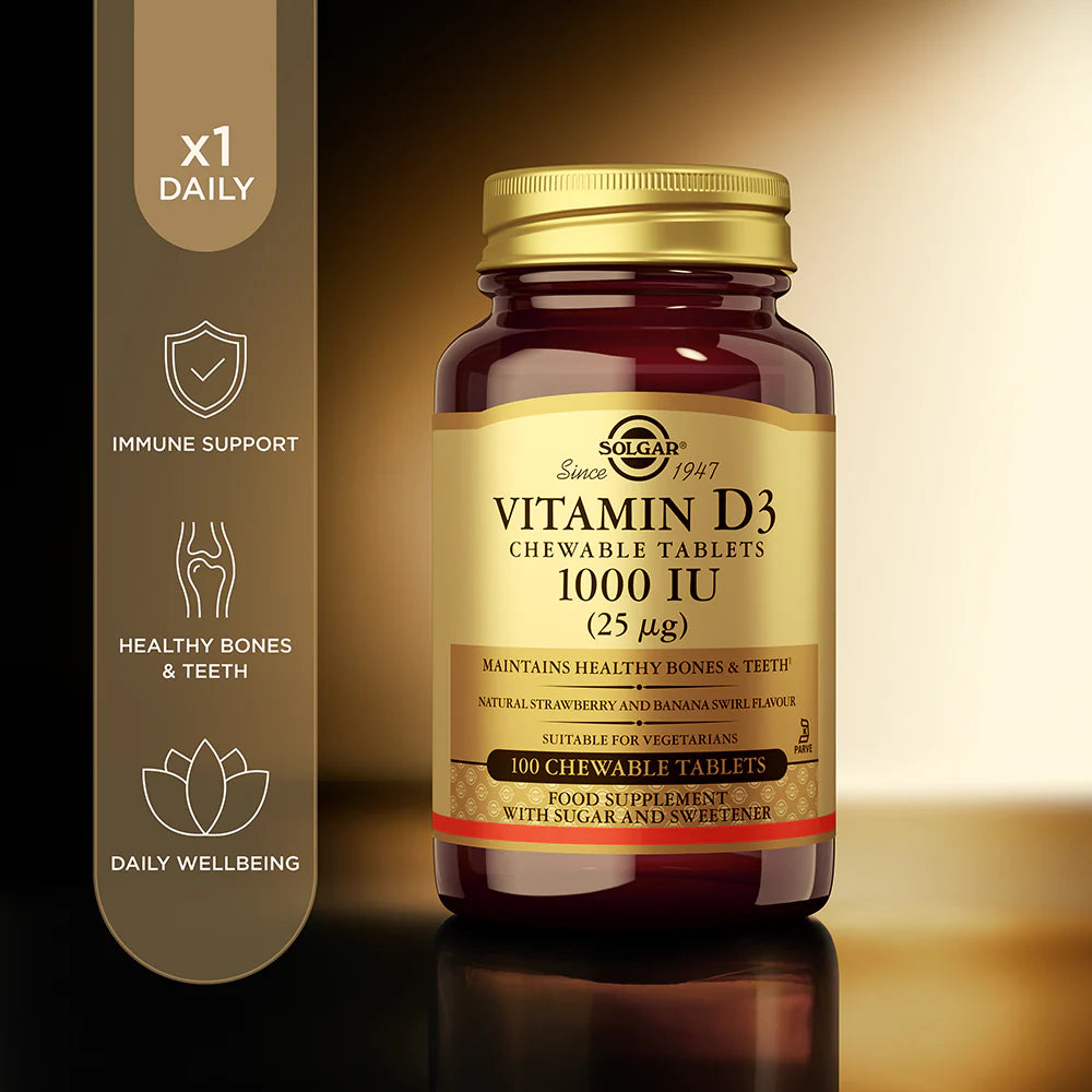 Solgar Vitamin D3 1000 IU 100 CHEWABLE TABLETS