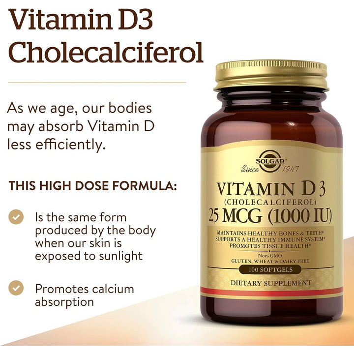 Solgar Vitamin D3 1000 IU 100 Softgels