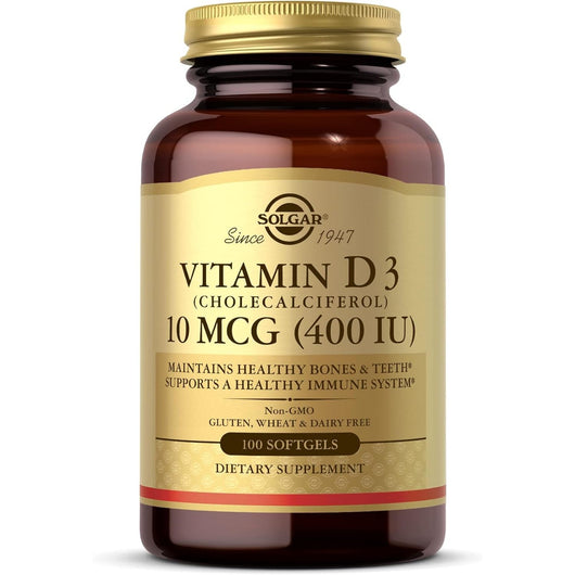 Solgar Vitamin D3 10MCG 400 IU Non-GMO Gluten Free Dairy Free 100 Softgels