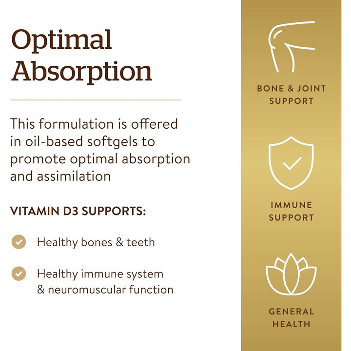 Solgar Vitamin D3 125mcg 5000IU 100 Softgels