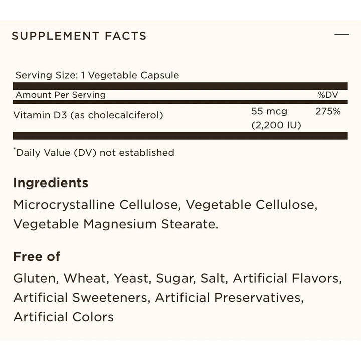 Solgar Vitamin D3 2200IU 50 Vegetable Capsules