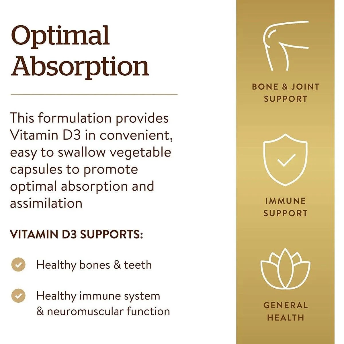 Solgar Vitamin D3 5000IU Non-GMO 60 Vegetable Capsules