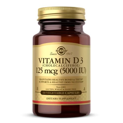 Solgar Vitamin D3 5000IU Non-GMO 60 Vegetable Capsules