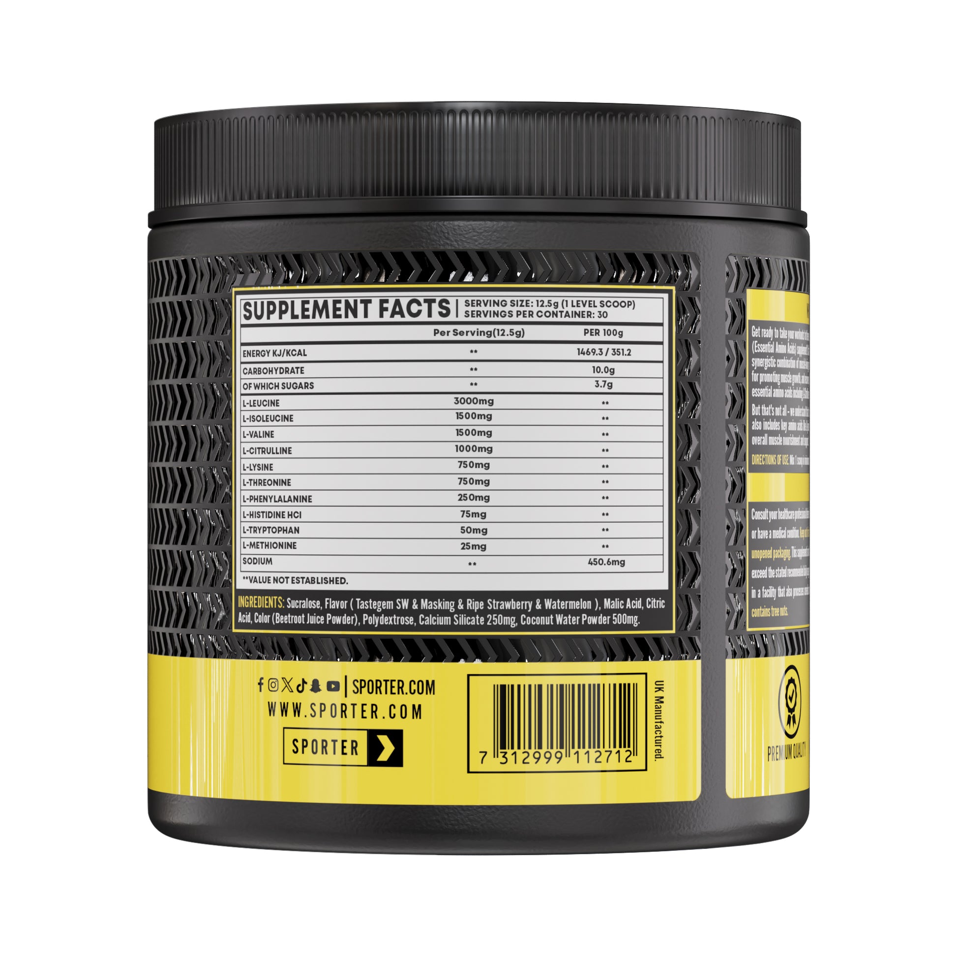 Sporter Advanced EAA Strawberry Watermelon Essential Amino Acids & BCAAs 375g