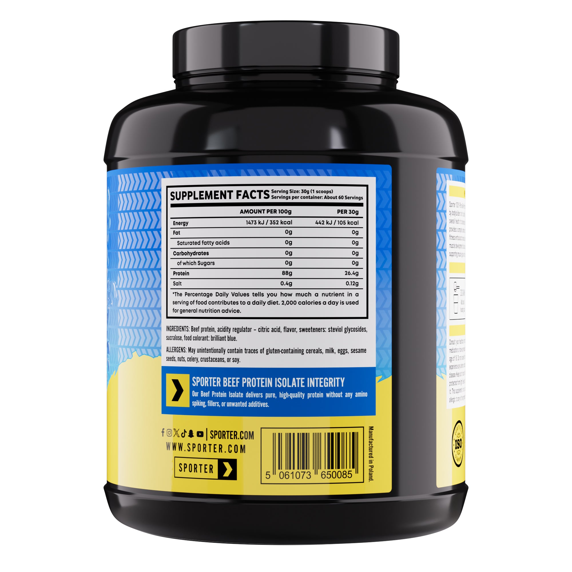 Sporter Beef Protein Isolate Blue Raspberry Halal Certified 1.8 kg