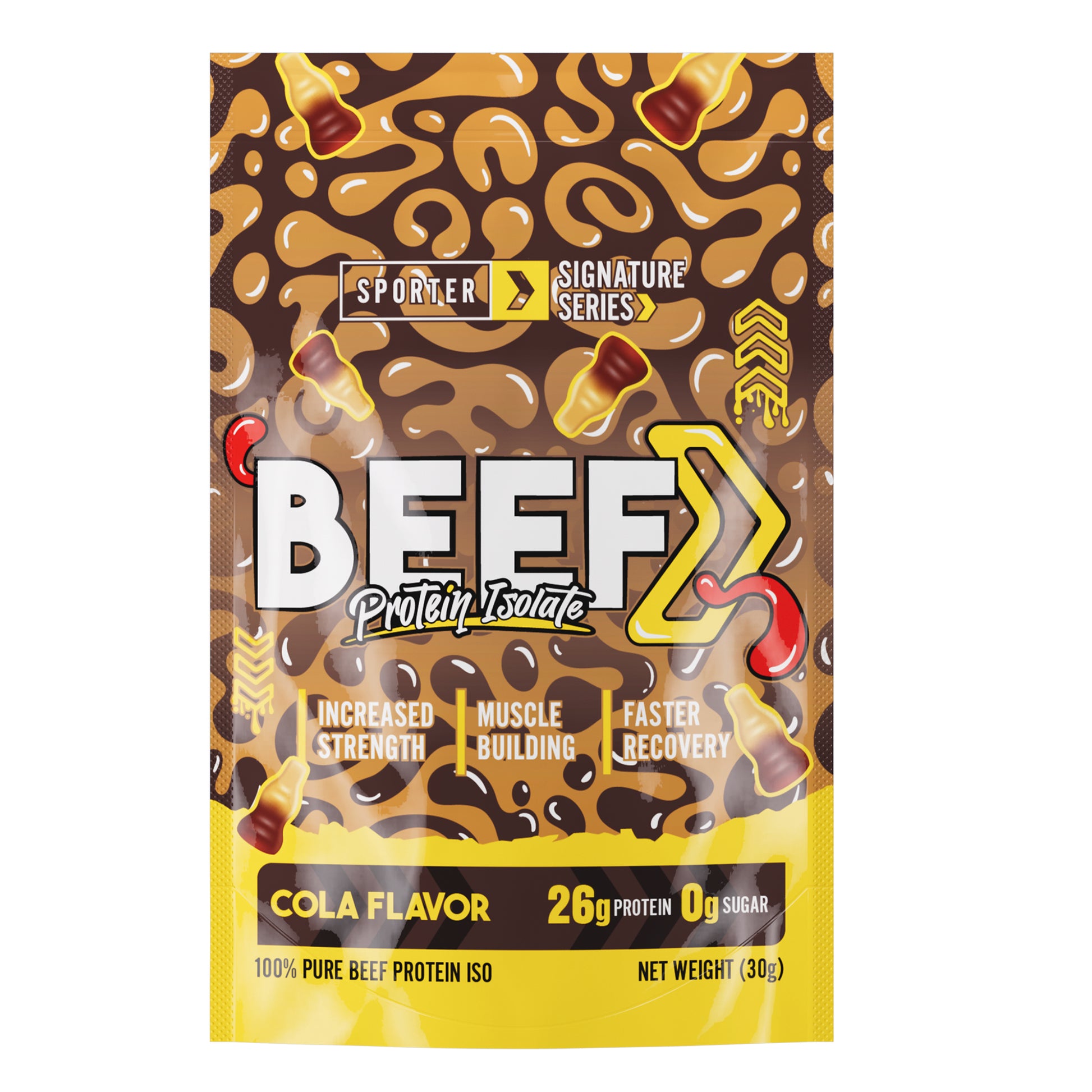 Sporter Beef Protein Isolate Sachet Cola Flavor Halal Certified 30g