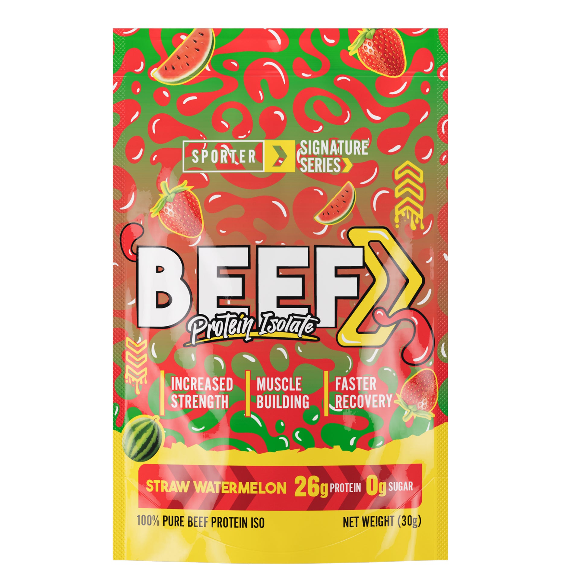 Sporter Beef Protein Isolate Sachet Strawberry Watermelon Flavor Halal Certified 30g