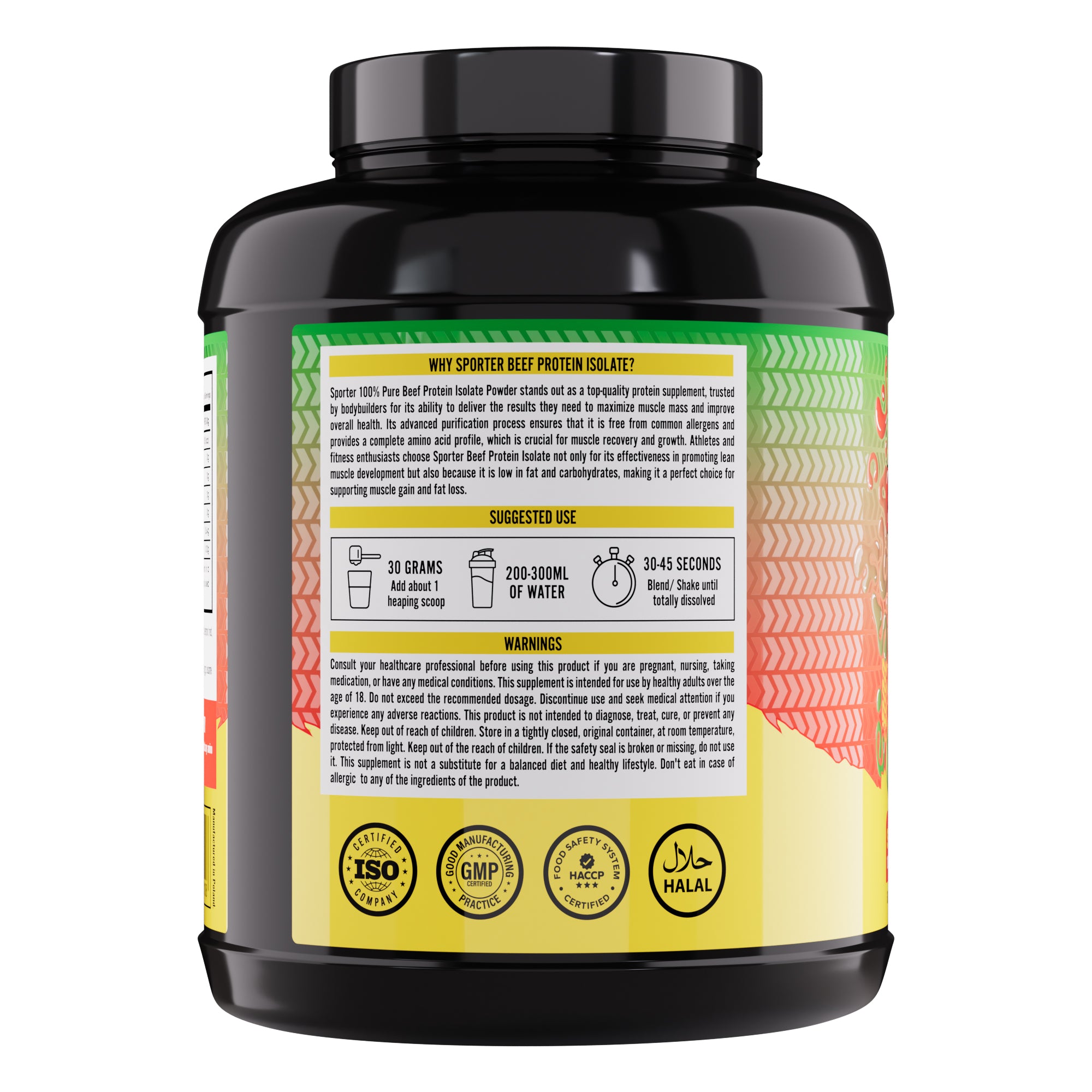 Sporter Beef Protein Isolate Strawberry Watermelon Halal Certified 1.8 kg