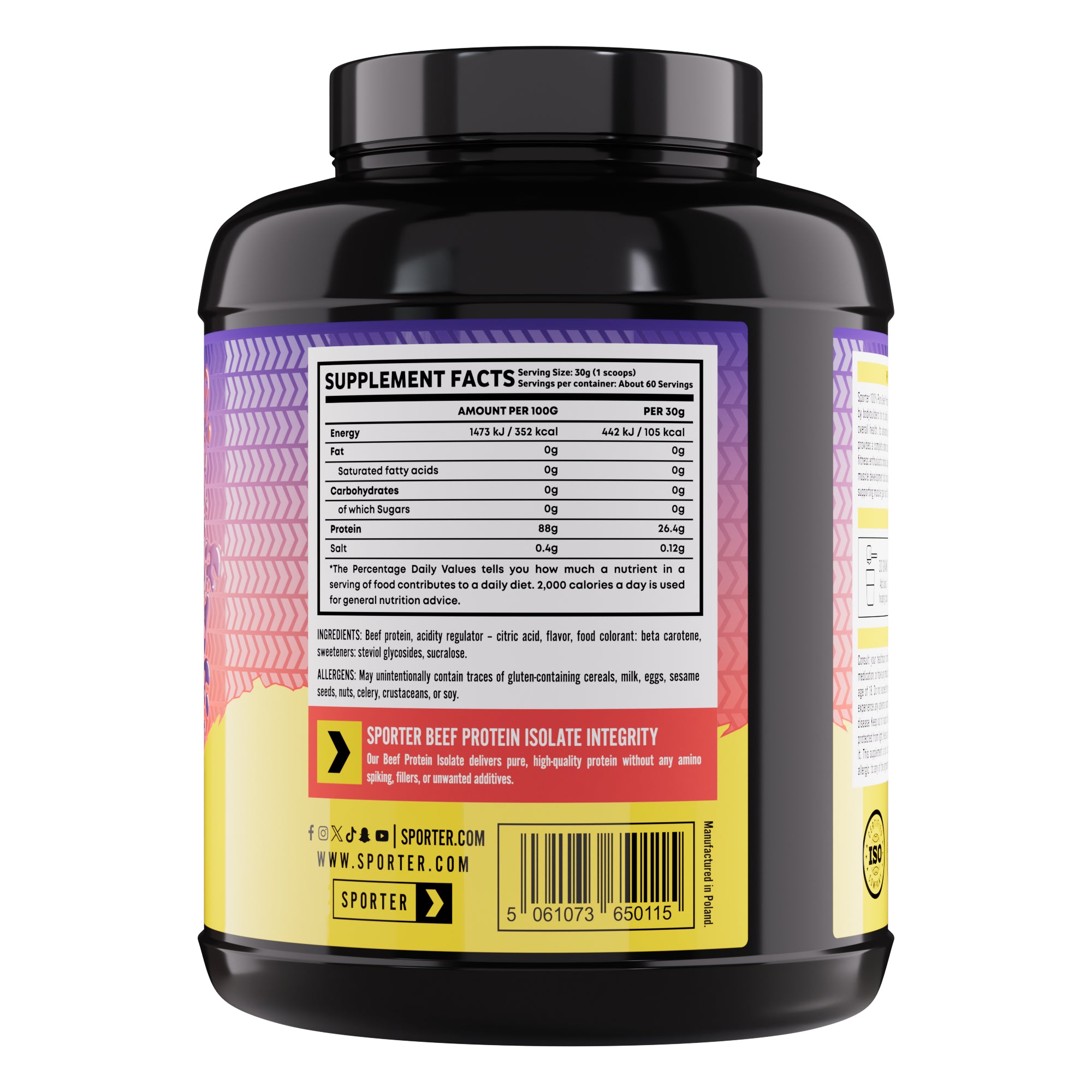 Sporter Beef Protein Isolate Tropical Fruit Halal Certified 1.8 kg