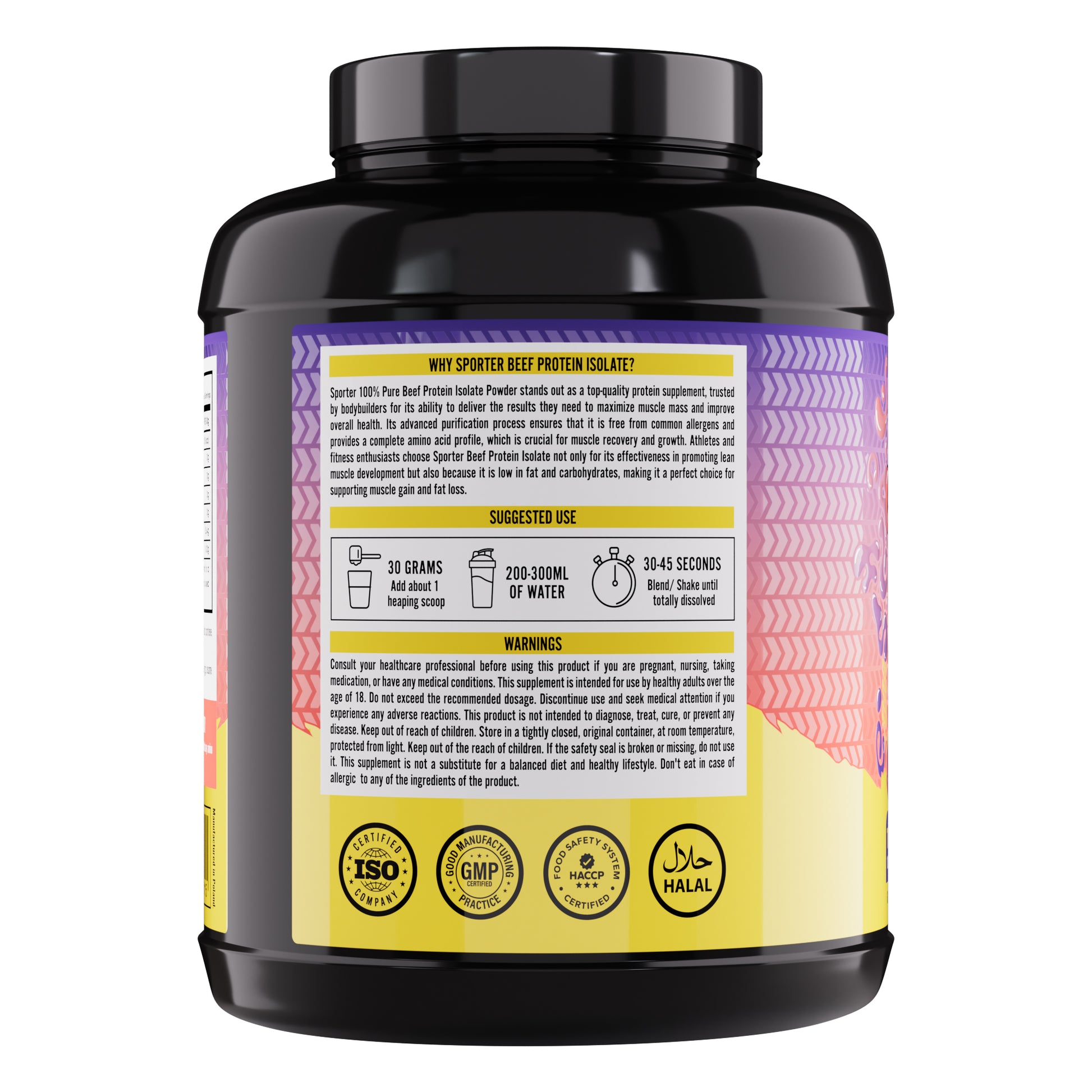 Sporter Beef Protein Isolate Tropical Fruit Halal Certified 1.8 kg