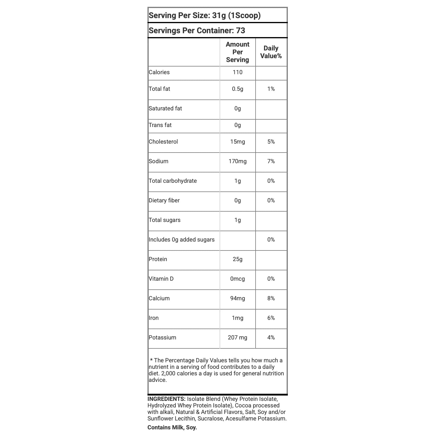 Sporter Isolate Whey Protein Chocolate Flavor 25g Protein 5.5g BCAAs 2268g