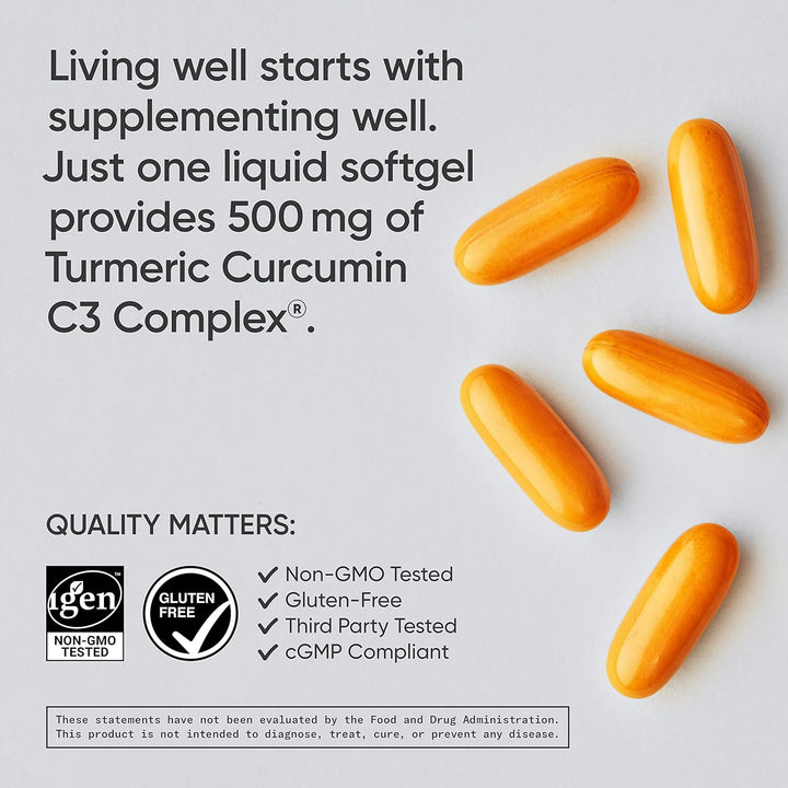 Sports Research C3 Turmeric Curcumin with Black Pepper BioPerine powder 60 Softgels