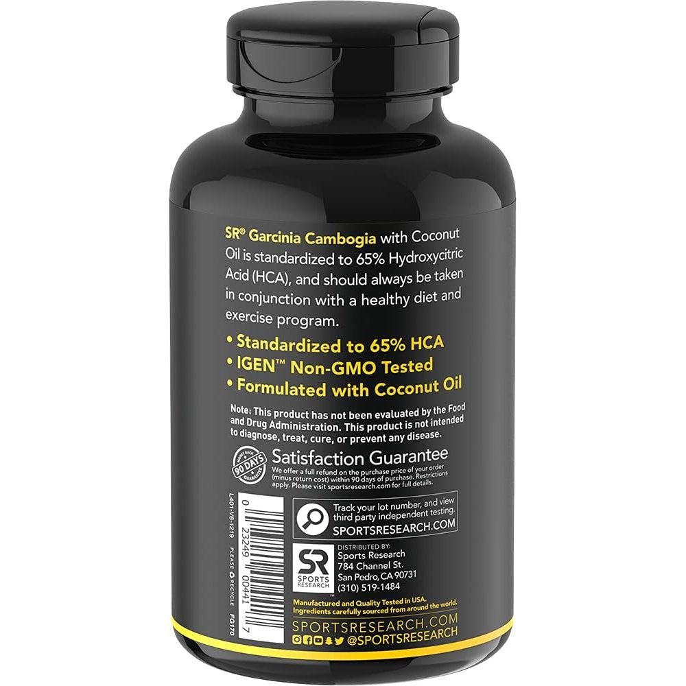 Sports Research Garcinia Cambogia (65%) with Organic Coconut Oil 90 Softgels