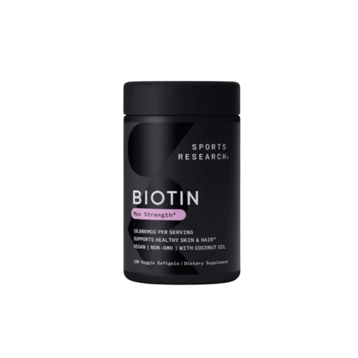 Sports Research High Potency Biotin 10,000mcg Vitamin B7 120 Veggie Softgels