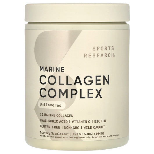 Sports Research Marine Collagen Complex Unflavoured with Vitamin C, Hyaluronic Acid, Biotin 164g