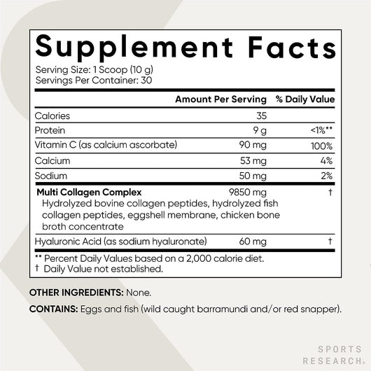 Sports Research Multi Collagen Complex Unflavored Keto Certified 300g