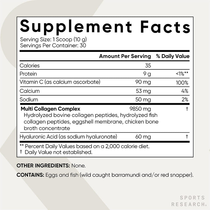 Sports Research Multi Collagen Complex Unflavored Keto Certified 300g