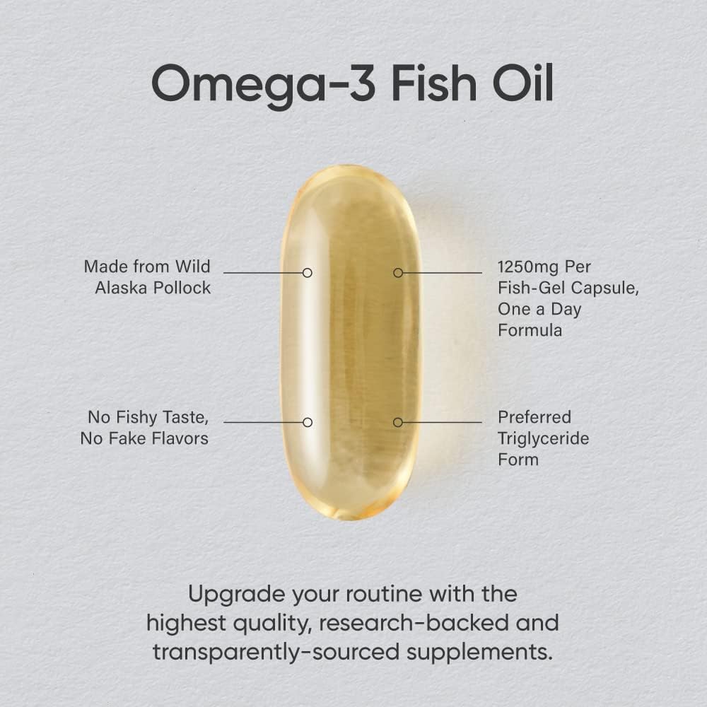 Sports Research Omega-3 Burpless Fish Oil Triple Strength  1,250mg from Wild Alaskan Pollock 30 Softgels