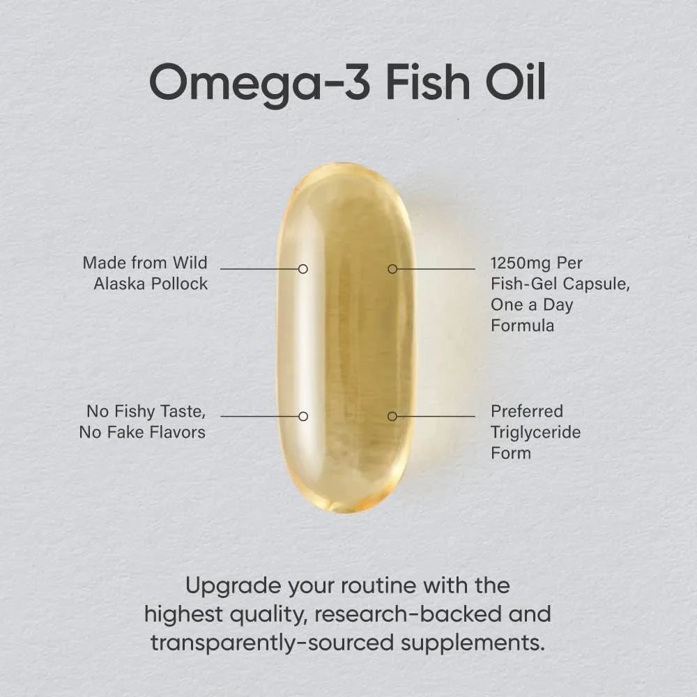 Sports Research Omega-3 Burpless Fish Oil Triple Strength 1,250mg from Wild Alaskan Pollock 30 Softgels