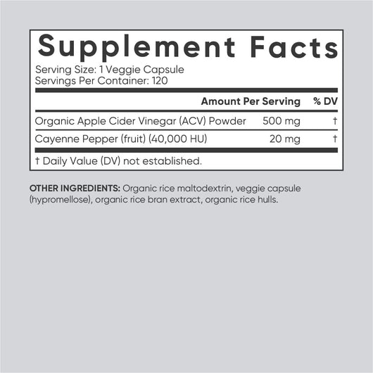 Sports Research Organic Apple Cider Vinegar Non-GMO Keto Certified 120 Vegetable Capsules