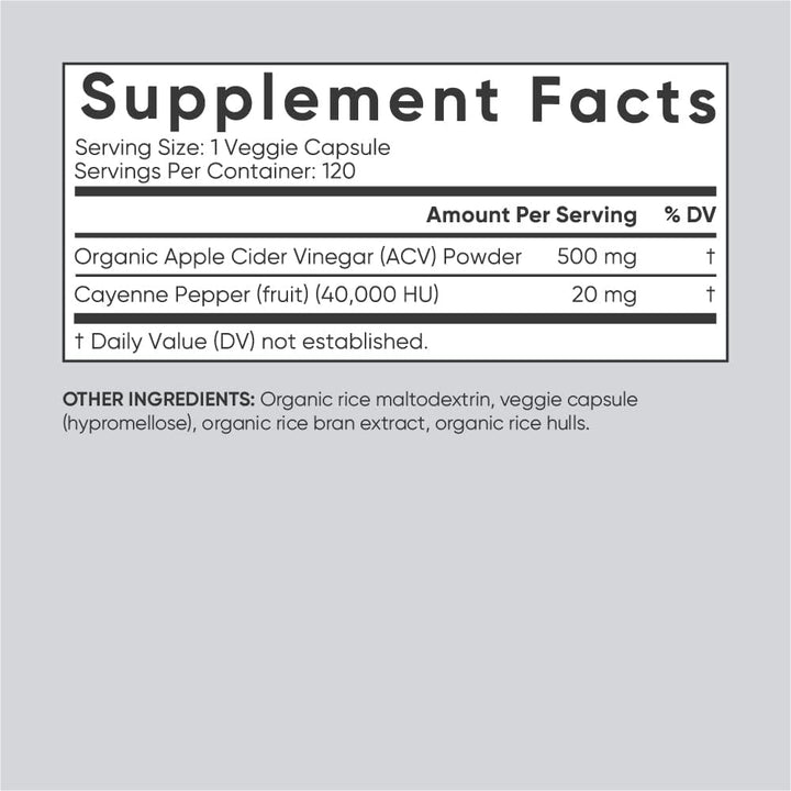 Sports Research Organic Apple Cider Vinegar Non-GMO Keto Certified 120 Vegetable Capsules