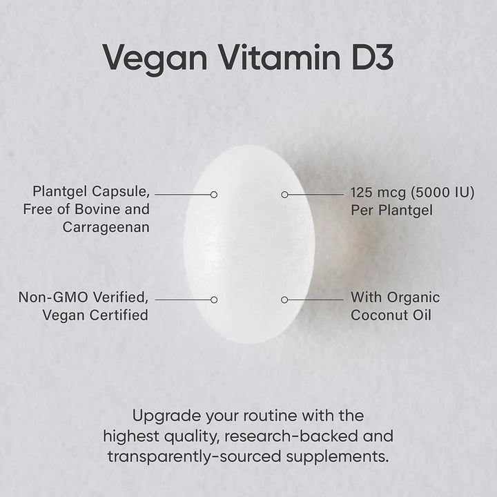 Sports Research Plant Based Vegan Vitamin D3 5,000 IU 60 Softgels Non-GMO