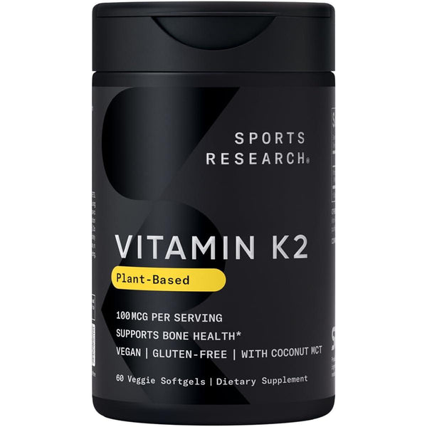 Sports Research Plant Based Vegan Vitamin K2 100mcg 60 Veggie Softgels Non-GMO