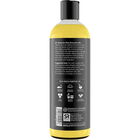 Sports Research Pure Avocado Oil 473 ml Multi-Purpose For Skin and Hair 473ml